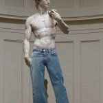 David statue with pants
