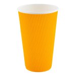 20 oz Yellow Paper Coffee Cup - Ripple Wall - 3 1/2" x 3 1/2" x