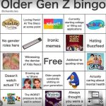 Older gen Z bingo