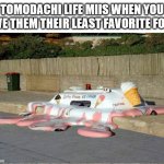worst ever food | TOMODACHI LIFE MIIS WHEN YOU GIVE THEM THEIR LEAST FAVORITE FOOD | image tagged in melting ice cream truck,tomodachi life,mii,food,melting,food memes | made w/ Imgflip meme maker