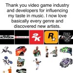 Licensed video game music rules meme