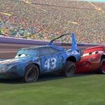 Lightning McQueen pushes The King
