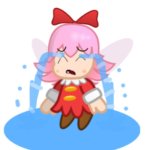 Ribbon Crying Kirby | image tagged in ribbon crying kirby,fanart,ribbon,kirby,crying,oc | made w/ Imgflip meme maker