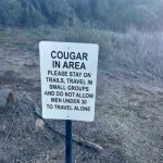 Cougar in area sign