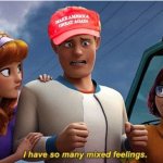 FRED FROM SCOOBY DOO, MIXED FEELINGS IN A MAGA HAT
