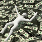 Person Swimming in a Pool of Money