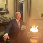 Biden Birthday Cake on Fire meme