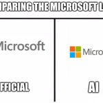 what do you think | COMPARING THE MICROSOFT LOGO; OFFICIAL; AI | image tagged in who would win blank | made w/ Imgflip meme maker