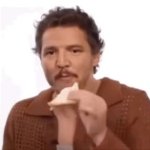 Pedro pascal eating a sandwich meme