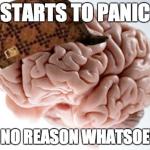 Scumbag Brain | STARTS TO PANIC FOR NO REASON WHATSOEVER | image tagged in scumbag brain | made w/ Imgflip meme maker