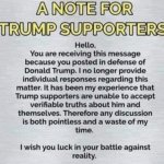 To All Trump Supporters