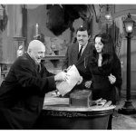 UNCLE FESTER READS TO GOMEZ ADDAMS AND MORTICIA