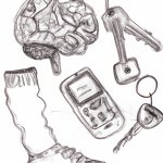 brain with mismatched socks, car keys and cell phone