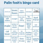 Palin Fosh's bingo card