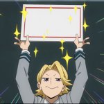 Aoyama Holds Up Sign template