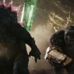 Godzilla and Kong running meme