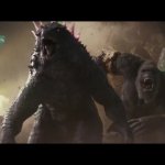 Godzilla and king kong running Meme Template