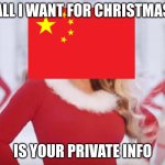Mariah Carey all I want for Christmas is you | ALL I WANT FOR CHRISTMAS; IS YOUR PRIVATE INFO | image tagged in mariah carey all i want for christmas is you,cute cat,troll,drake hotline bling,gru | made w/ Imgflip meme maker