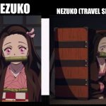 I was bored and just started watching this | NEZUKO (TRAVEL SIZE); NEZUKO | image tagged in demon slayer,nezuko | made w/ Imgflip meme maker