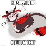 Bro is so skrunkly | HUSKER LOAF; BOTTOM TEXT | image tagged in husker loaf,hazbin hotel,husker,cat,loaf,random | made w/ Imgflip meme maker