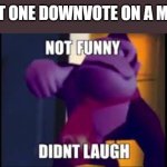 Not Funny Didnt Laugh | THAT ONE DOWNVOTE ON A MEME | image tagged in not funny didnt laugh | made w/ Imgflip meme maker