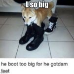 L so big boot too big meme