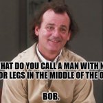 Daily Bad Dad Joke December 8, 2023 | WHAT DO YOU CALL A MAN WITH NO ARMS OR LEGS IN THE MIDDLE OF THE OCEAN? BOB. | image tagged in what about bob | made w/ Imgflip meme maker