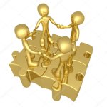 people holding hands (gold)