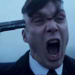 Thomas Shelby holds a gun to his head meme