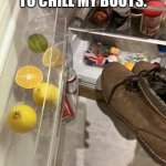 Chill your boots | WHEN I’M TOLD TO CHILL MY BOOTS. | image tagged in chill your boots | made w/ Imgflip meme maker