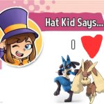 Hat kid loves Lucario and Lopunny as a couple