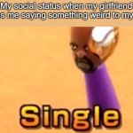 subjectiveeee | My social status when my girlfriend catches me saying something weird to my friend | image tagged in wii sports single | made w/ Imgflip meme maker
