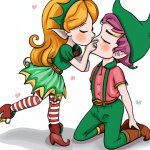 cute girl elf kissing a boy elf