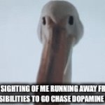 Byby responsibilities | RARE SIGHTING OF ME RUNNING AWAY FROM ALL MY RESPONSIBILITIES TO GO CHASE DOPAMINE FOR MY ADHD | image tagged in gifs,pelican,helicopter | made w/ Imgflip video-to-gif maker