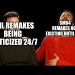 Meme | SMG4 REMAKES NOT EXISTING UNTIL NOW; SML REMAKES BEING CRITICIZED 24/7 | image tagged in marvel vs dc | made w/ Imgflip meme maker