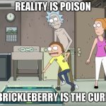 Morty wants more Brickleberry | REALITY IS POISON; BRICKLEBERRY IS THE CURE | image tagged in reality is poison,brickleberry,rick and morty,we want more | made w/ Imgflip meme maker