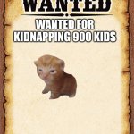 wanted poster | WANTED FOR KIDNAPPING 900 KIDS | image tagged in wanted poster | made w/ Imgflip meme maker