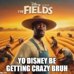 Yo wtf is disney doing bruh ??? | YO DISNEY BE GETTING CRAZY BRUH | image tagged in disney pixar the fields,racism | made w/ Imgflip meme maker