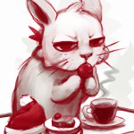 Tired of Christmas kitten drinking coffee with dim sum