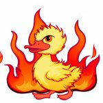 Cute duck with flames