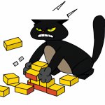 Angry cat destroying lego