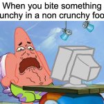 EEEEEEEWWWWW | When you bite something crunchy in a non crunchy food: | image tagged in patrick star internet disgust | made w/ Imgflip meme maker