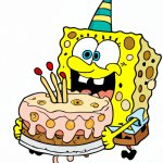 spongebob eating a cake