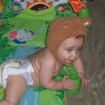 Drunk baby with a bear hat