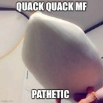 Quack Quack MF | QUACK QUACK MF; PATHETIC | image tagged in pathetic duck | made w/ Imgflip meme maker
