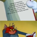 Any questions? | Hating furries/furry supporters and telling them to kill themselves will not get you more upvotes, it just makes you look like a kid or more likely banned. Anti-furries who take it seriously | image tagged in angry tom reading book,furry,anti furry | made w/ Imgflip meme maker