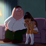 Peter Griffin Comforting Ariana Grande Crying On Couch meme