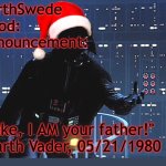 DarthSwede winter announcement temp made by tfp meme