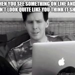 What do you meme | WHEN YOU SEE SOMETHING ON LINE AND IT DOESN'T LOOK QUITE LIKE YOU THINK IT SHOULD | image tagged in what do you meme | made w/ Imgflip meme maker