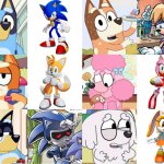 Sonic/Bluey comparison meme
